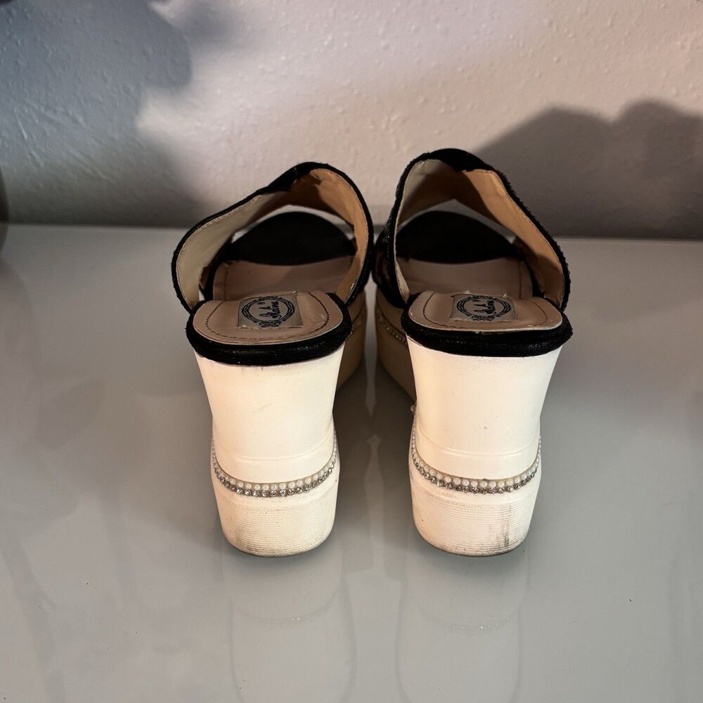 Italina Shoemakers Black Rhinestone Platform Wedge‎ Slide Sandals Womens EU 38 - Picture 3 of 6